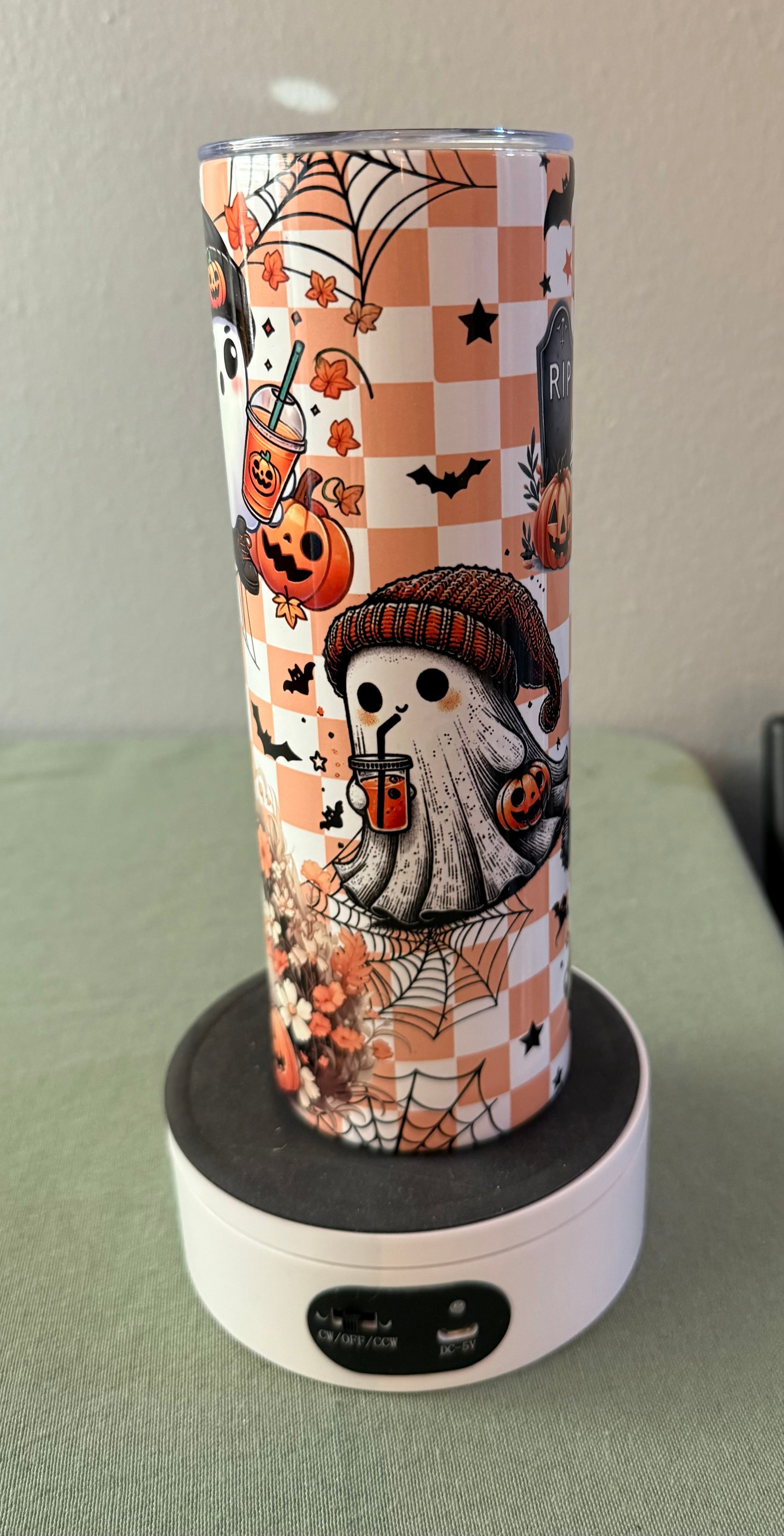 Orange Checked Ghost Tumbler