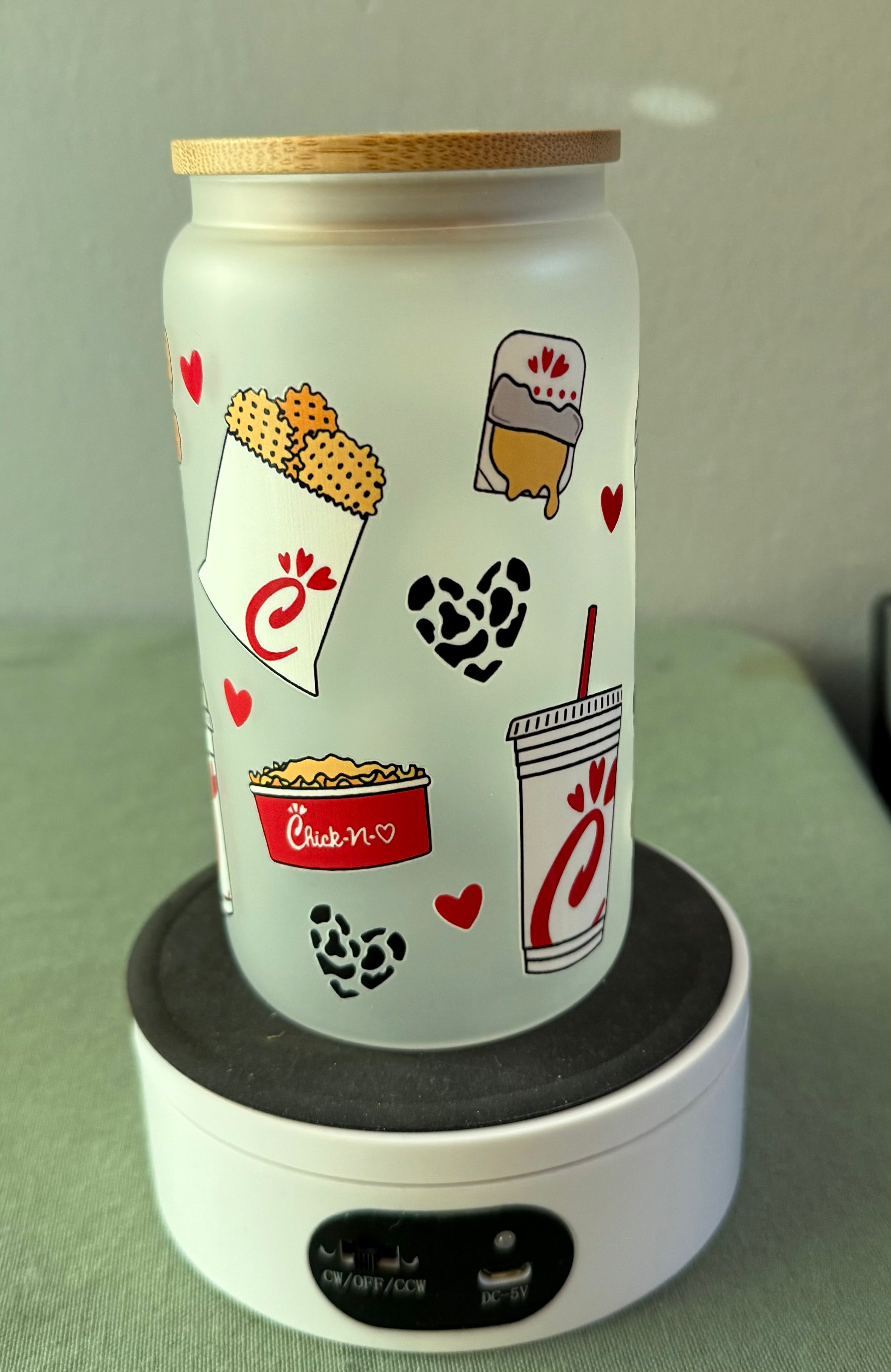 I love Chicken Glass Tumbler