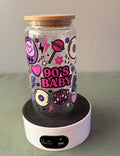 90’s Baby Glass tumbler with lid and straw
