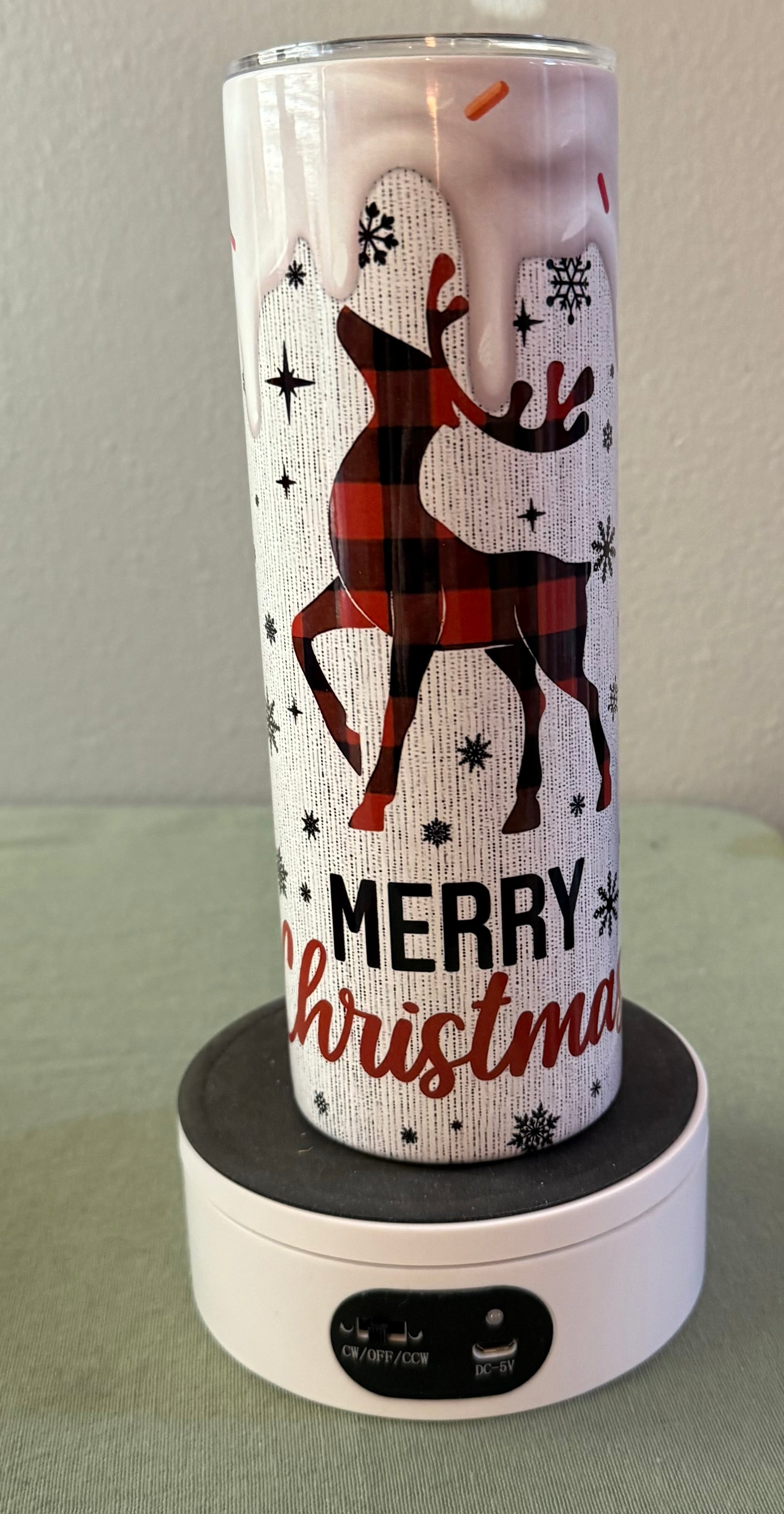 Plaid Red- Merry Christmas Deer 20 oz Tumbler