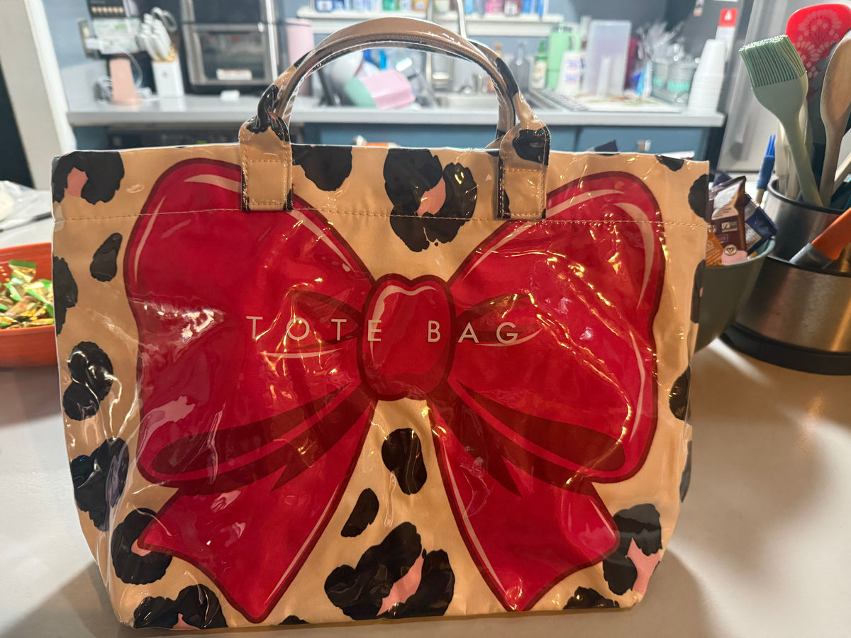 Cute Leopard and Pink Bow TOTE BAG