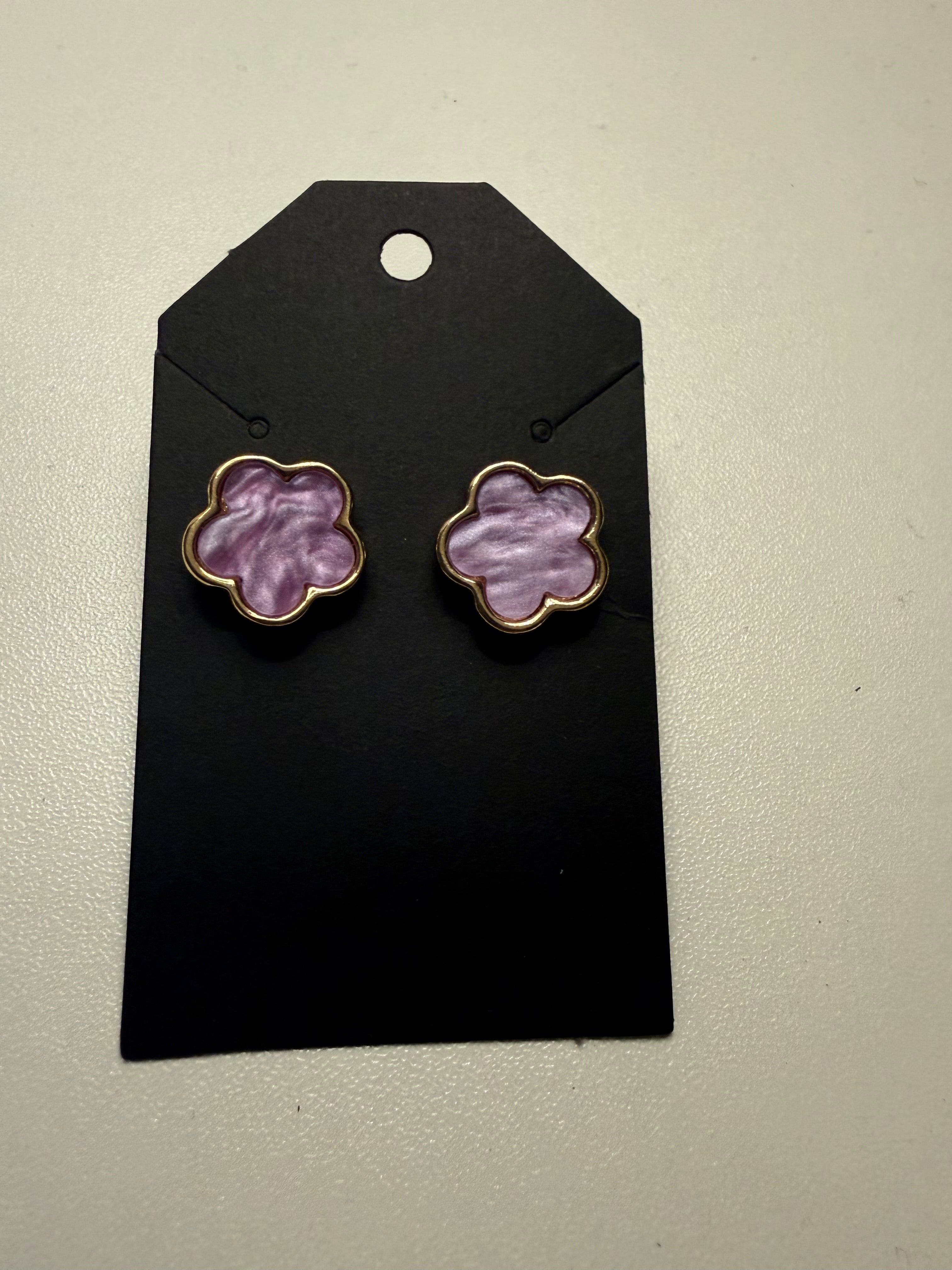 Purple Flower Earrings