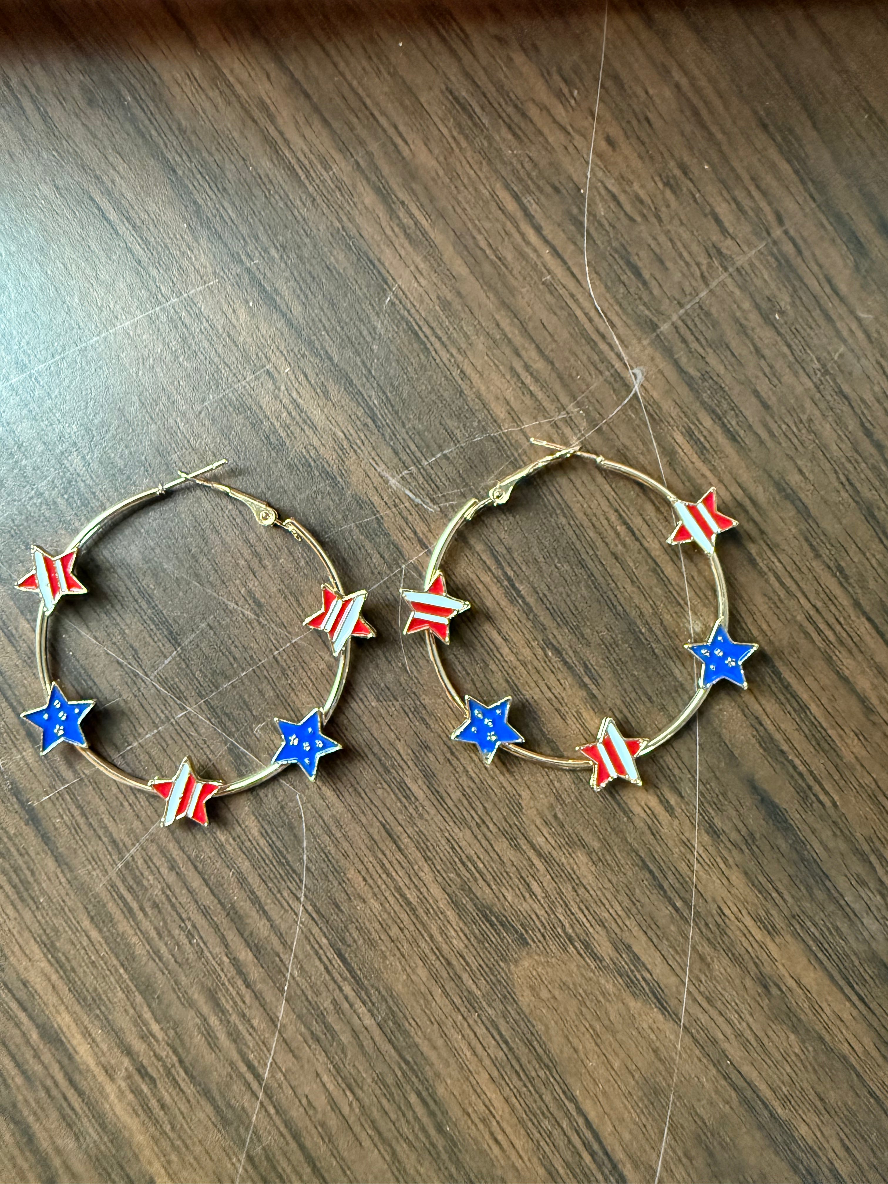 Cute 4th of July Hoop Earrings
