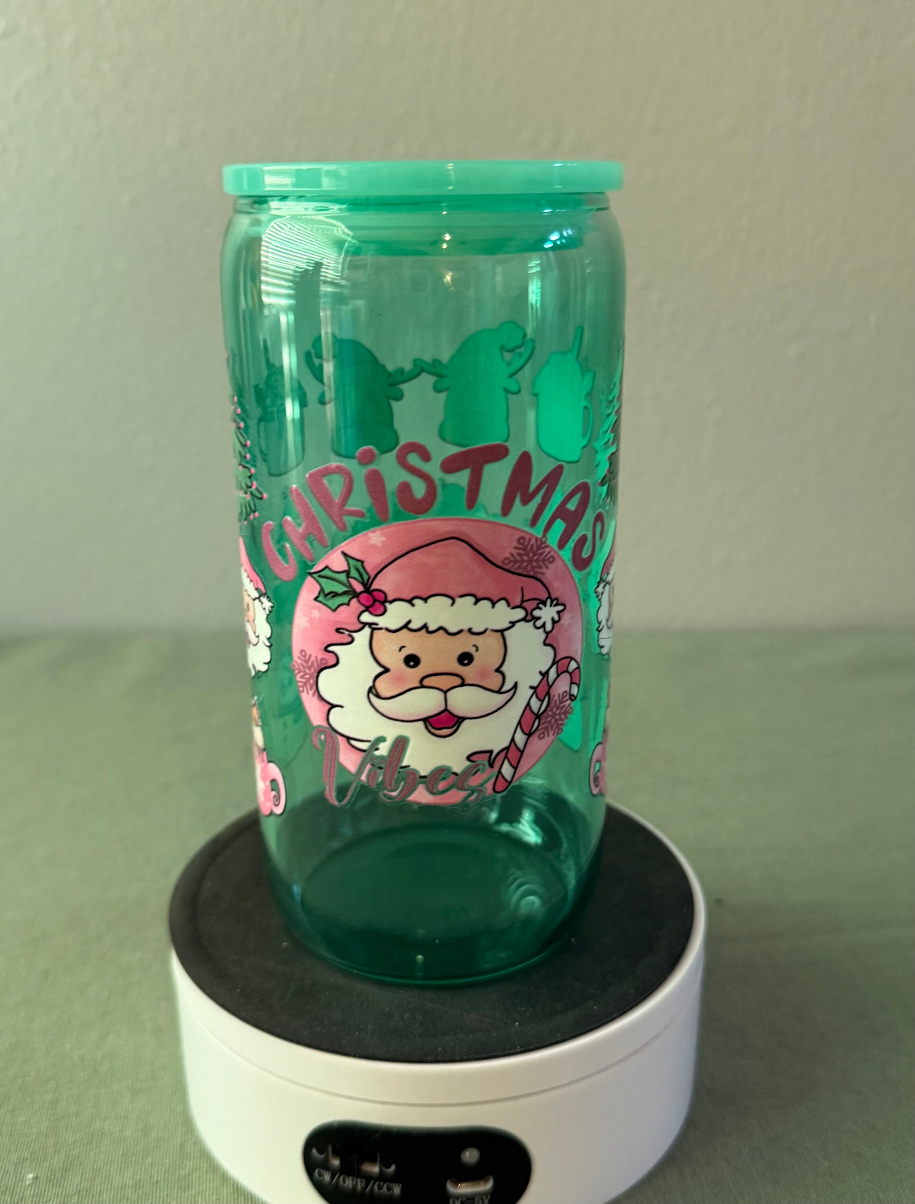 Christmas Vibes Glass Tumbler
