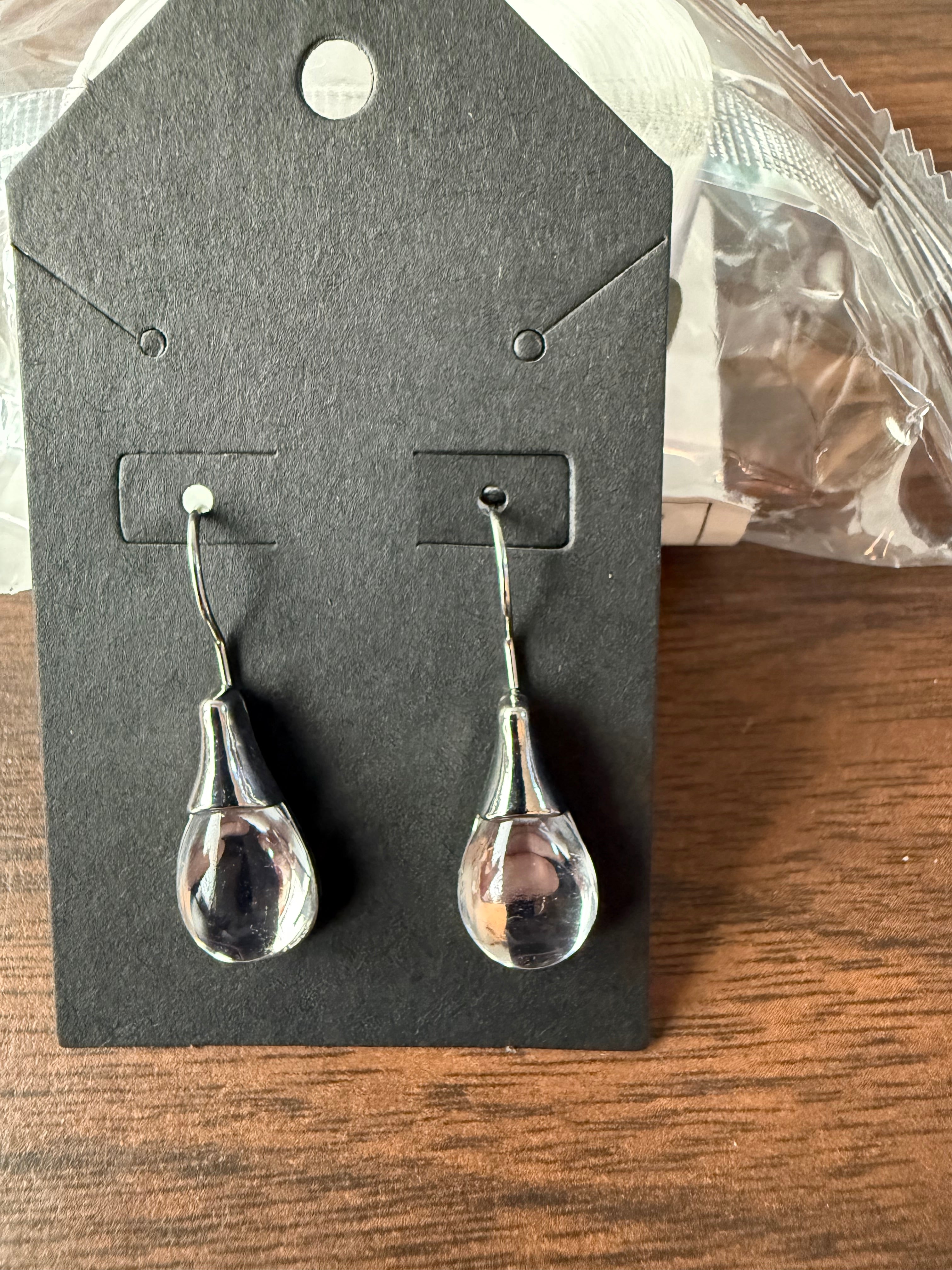 Trendy Sterling Silver Hypoallergenic Crystal Dangle Drop Earrings