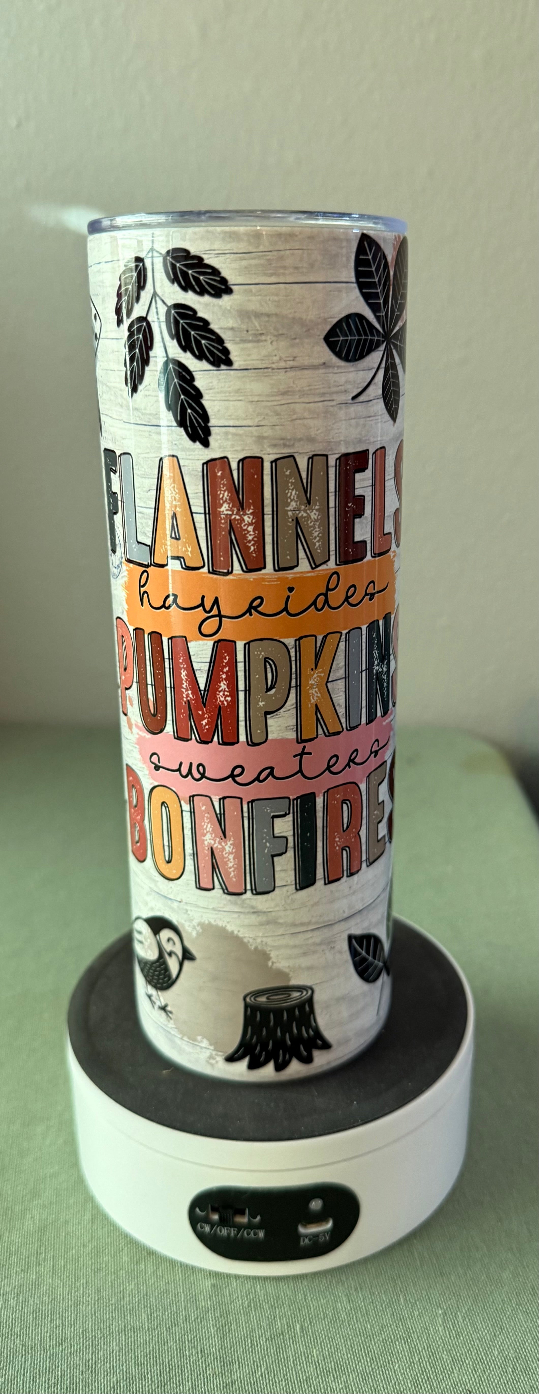 Flannel, Pumpkin and Bonfire Tumbler 20 oz