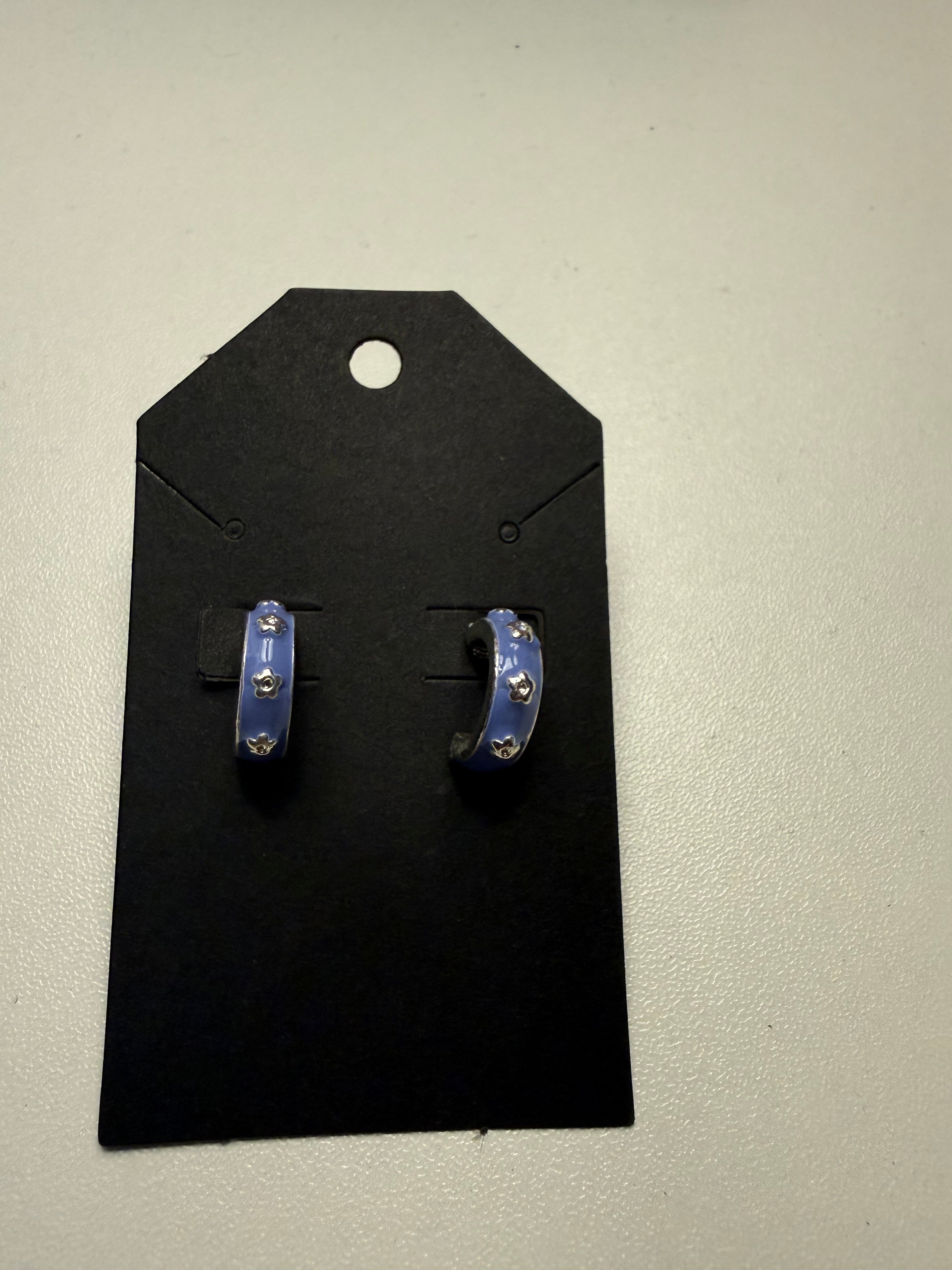 Blue Flower Hoops