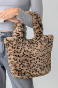 Be Clever Here & Meow Brown Faux Fur Tote Bag