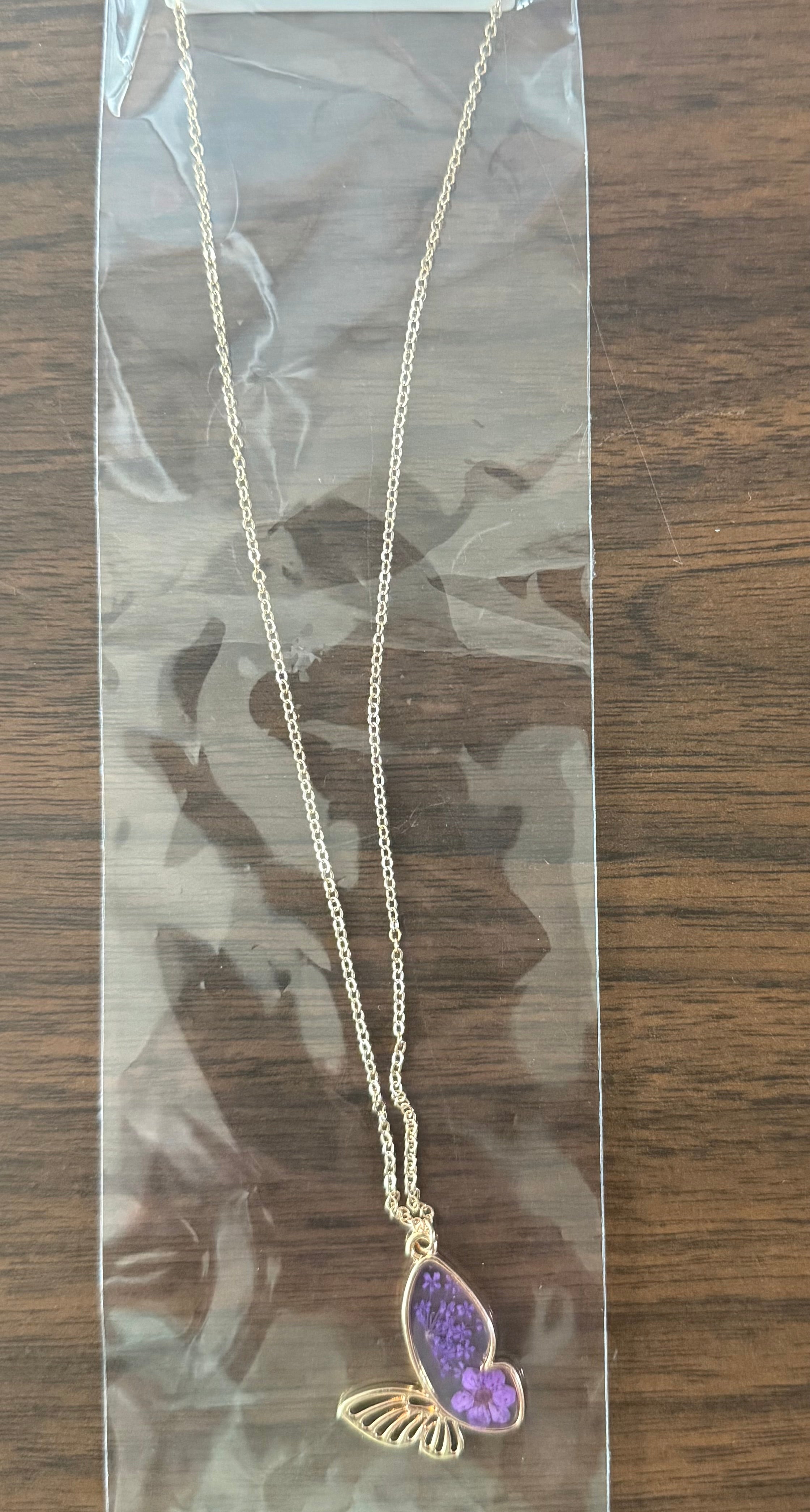 Purple Butterfly Necklace