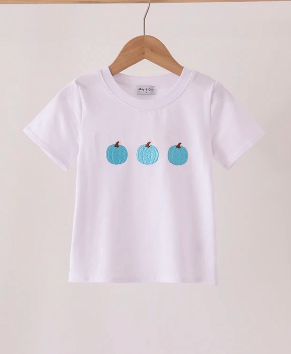 White Shirt with Blue Pumpkins