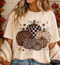 Leopard Checkered Pumpkin Fall Graphic Tee