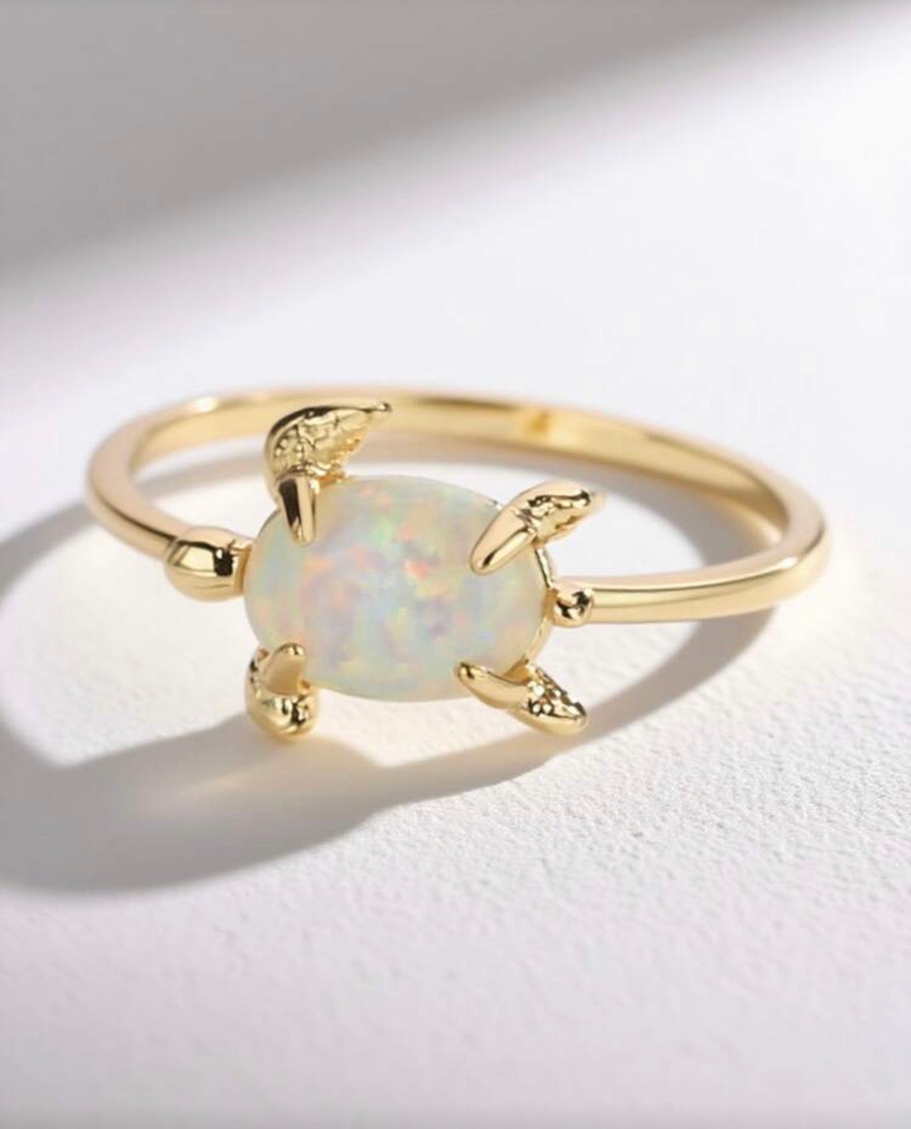 White Turtle Ring