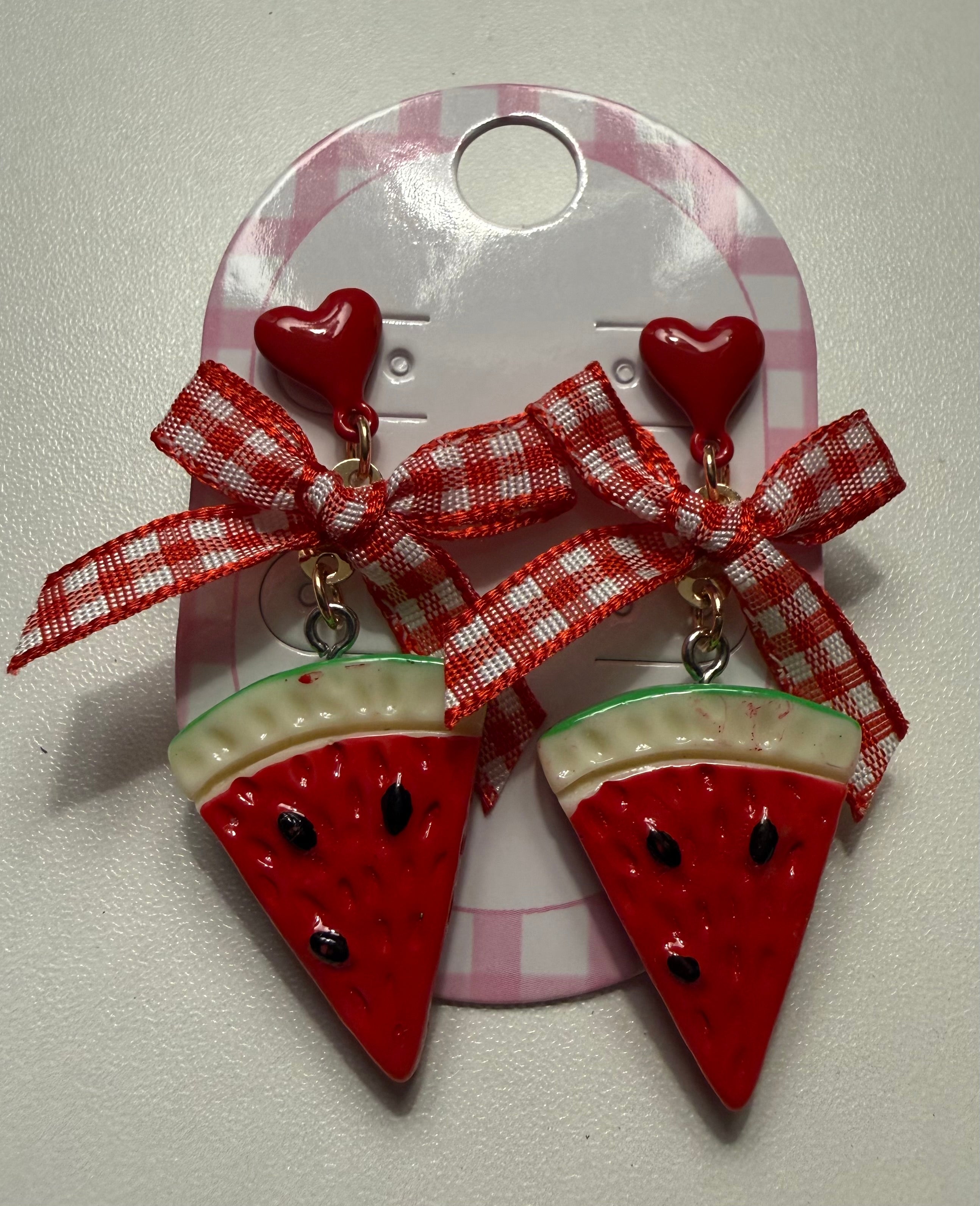 Red Watermelon Slice Earrings