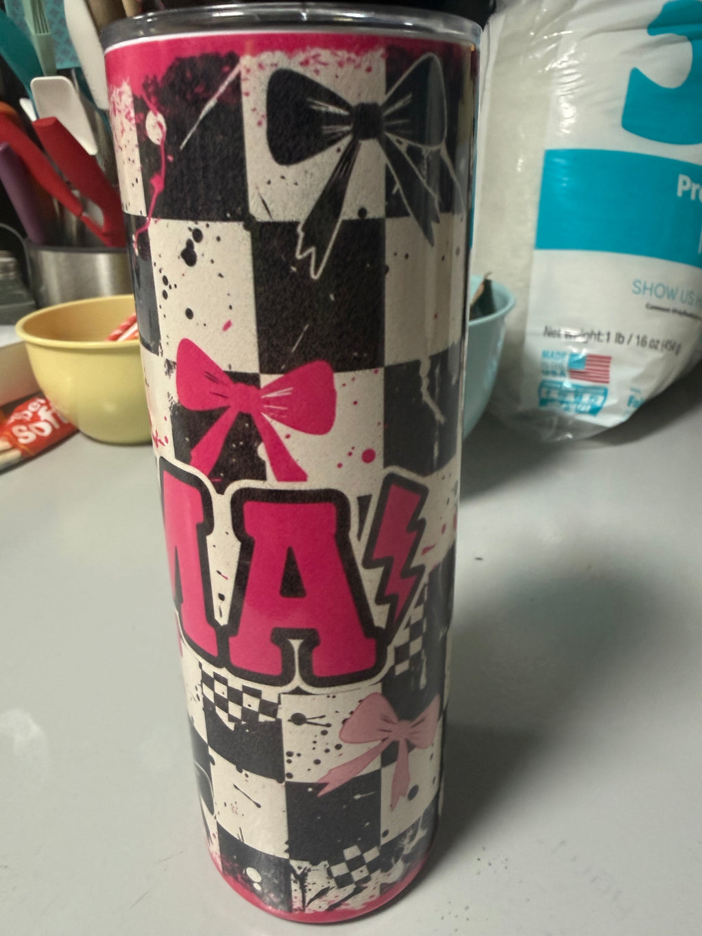 Mama Black Checkered 20oz Tumbler