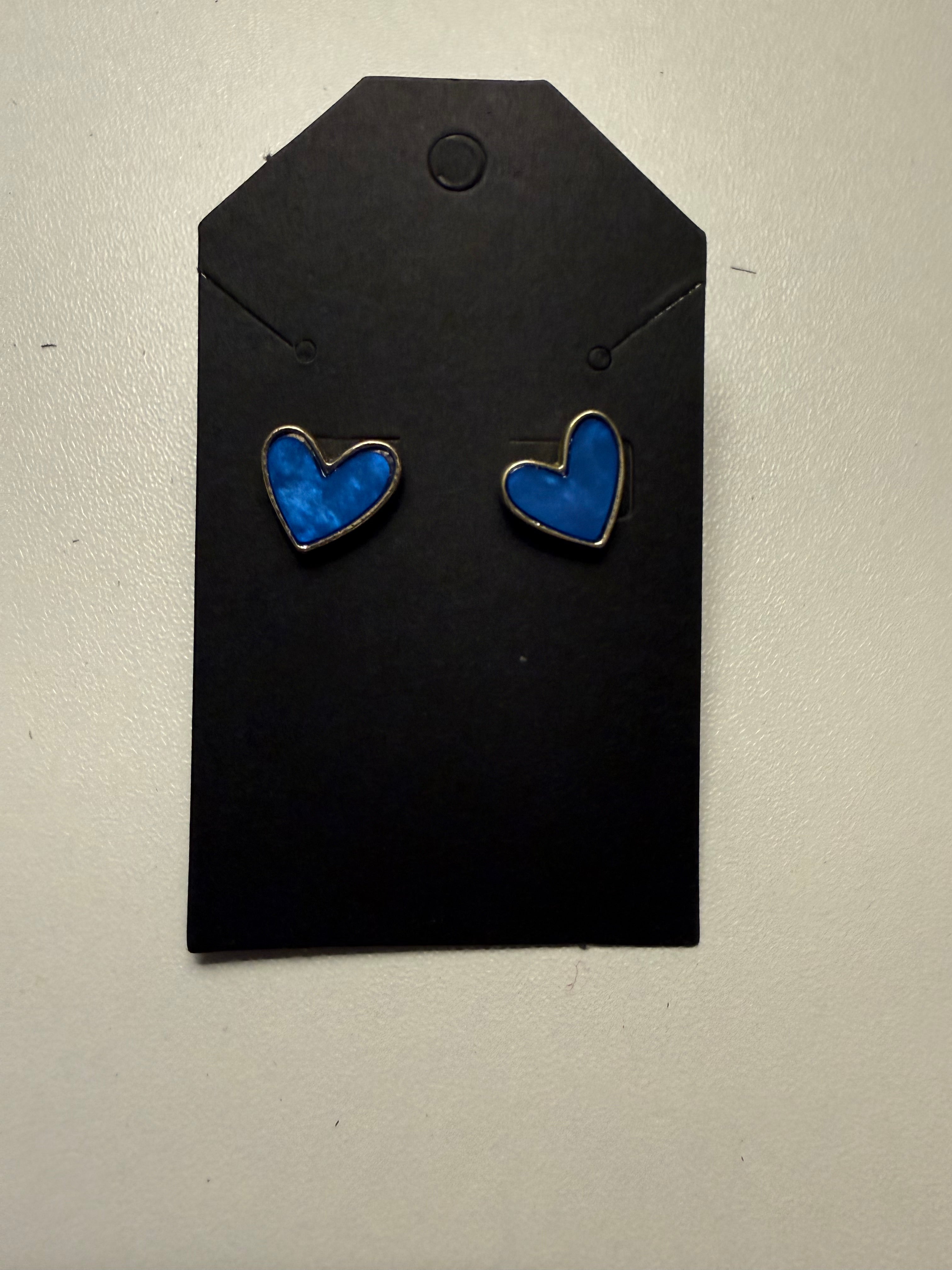 Blue Dainty Heart Earrings