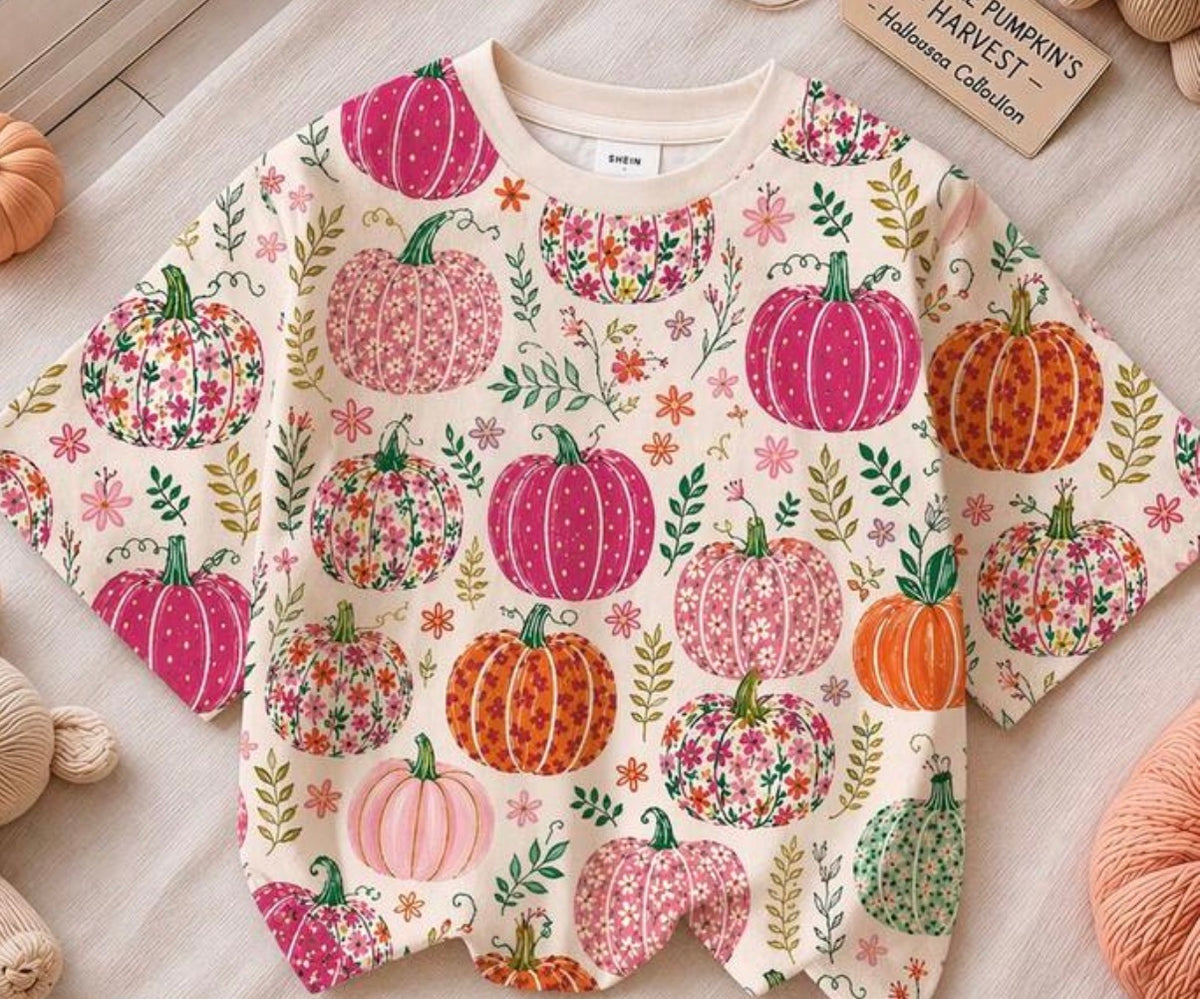 Cute Girls Pumpkin Top