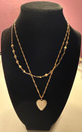 Crystal Avenue Romance Refined White and Gold tone layered Necklace