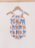Blue Pumpkin and Bow Romper