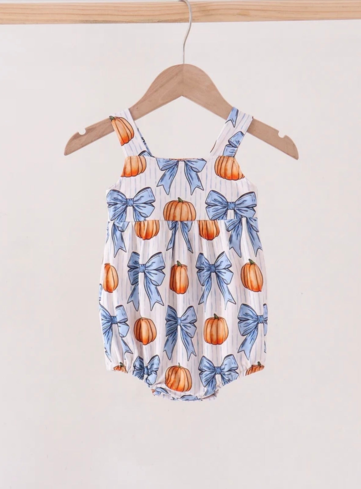 Blue Pumpkin and Bow Romper