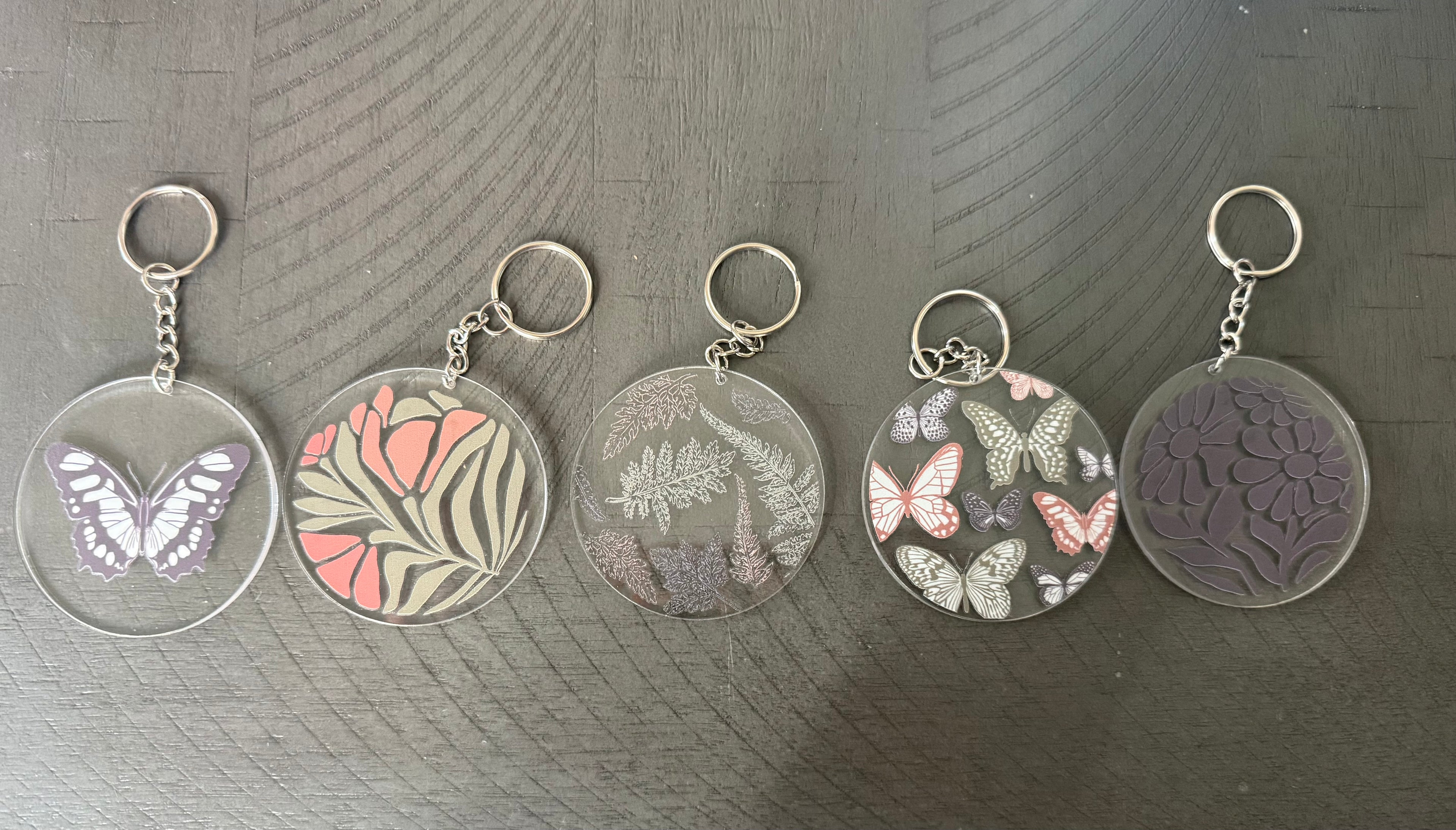 Butterfly and Flowers Keychains