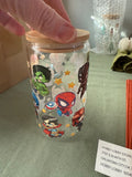 Avengers Glass Tumbler with lid and straw