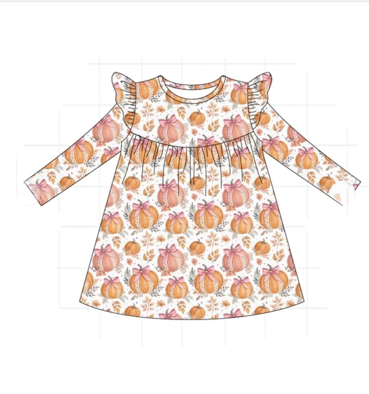 Orange Pumpkin Ruffle Dress