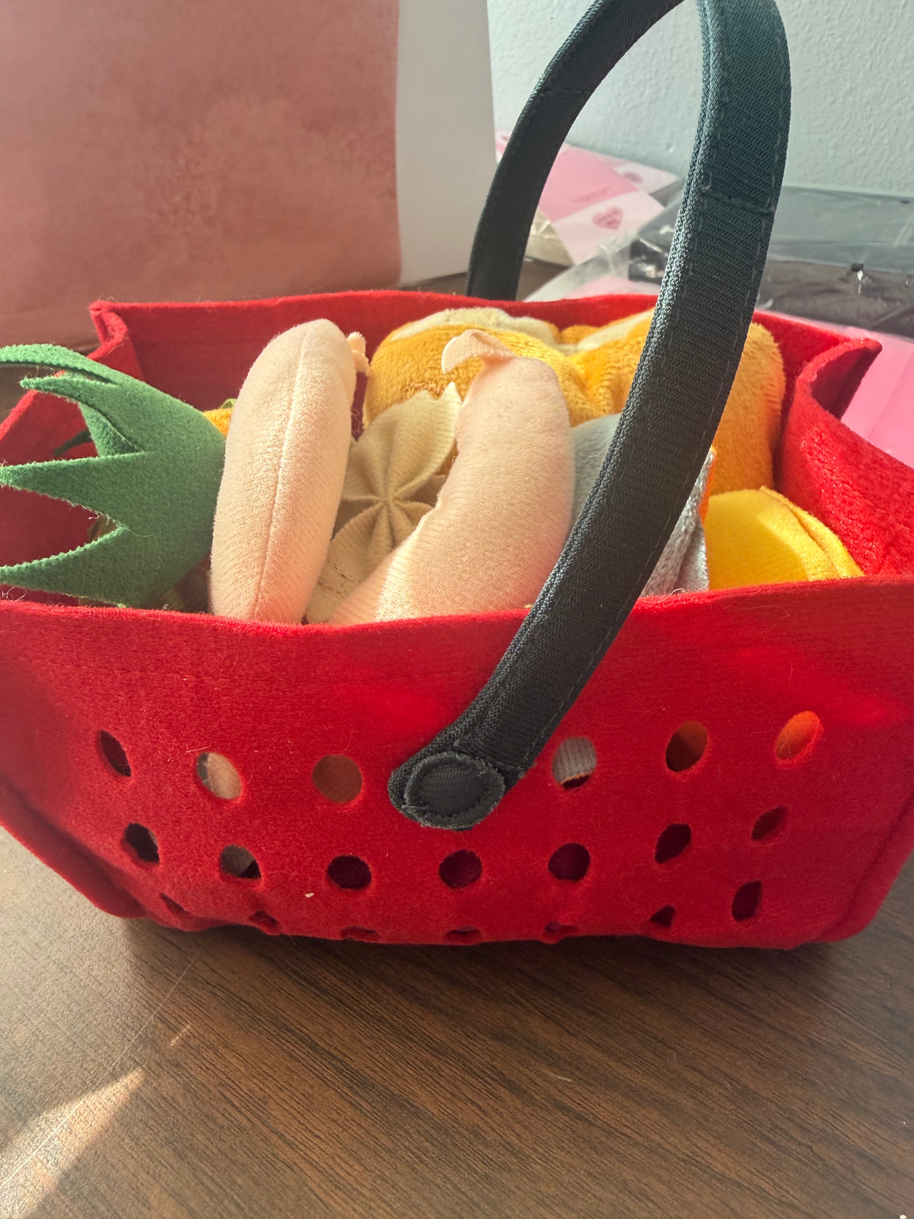 Kids Cloth Shopping Basket with food