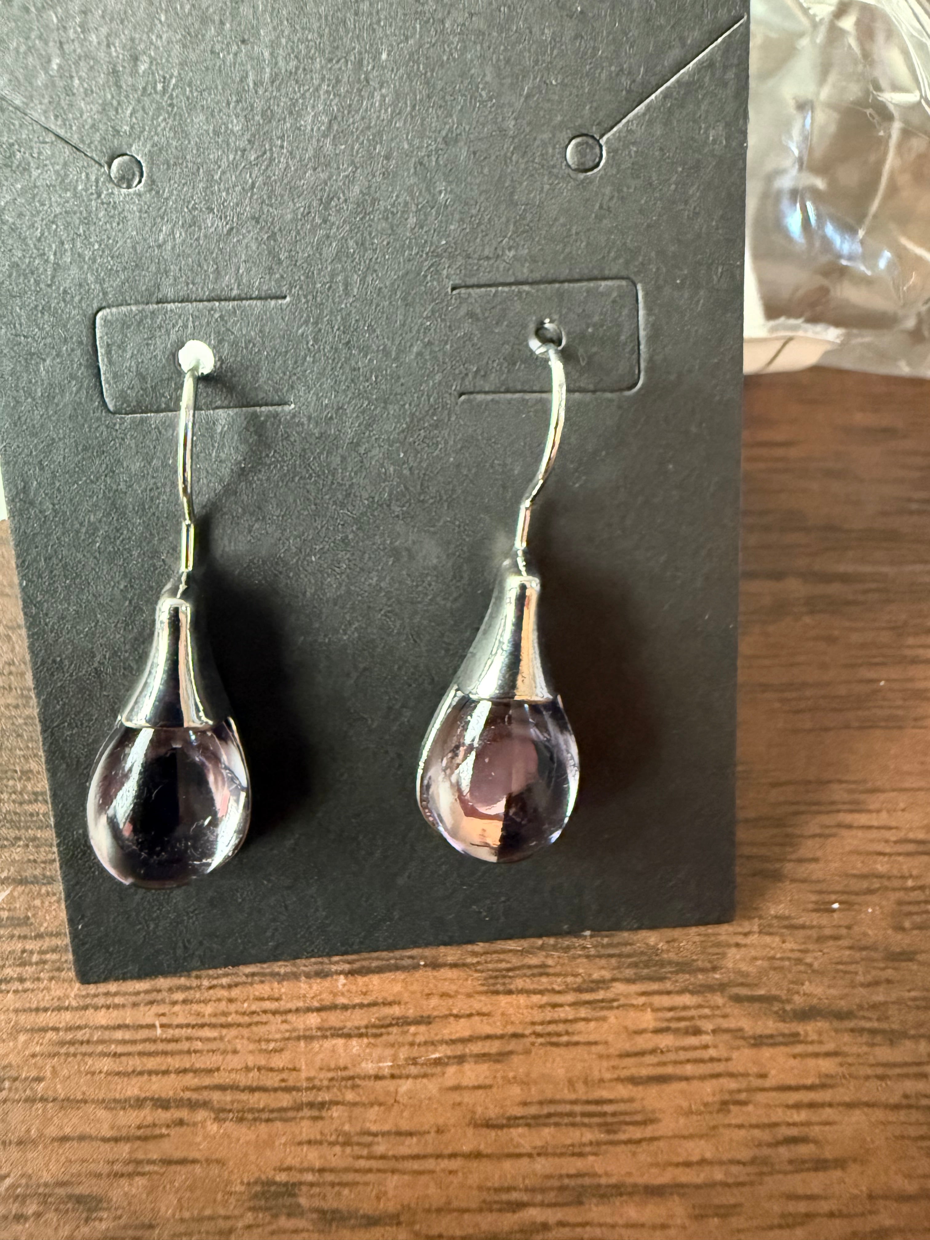 Trendy Sterling Silver Hypoallergenic Crystal Dangle Drop Earrings