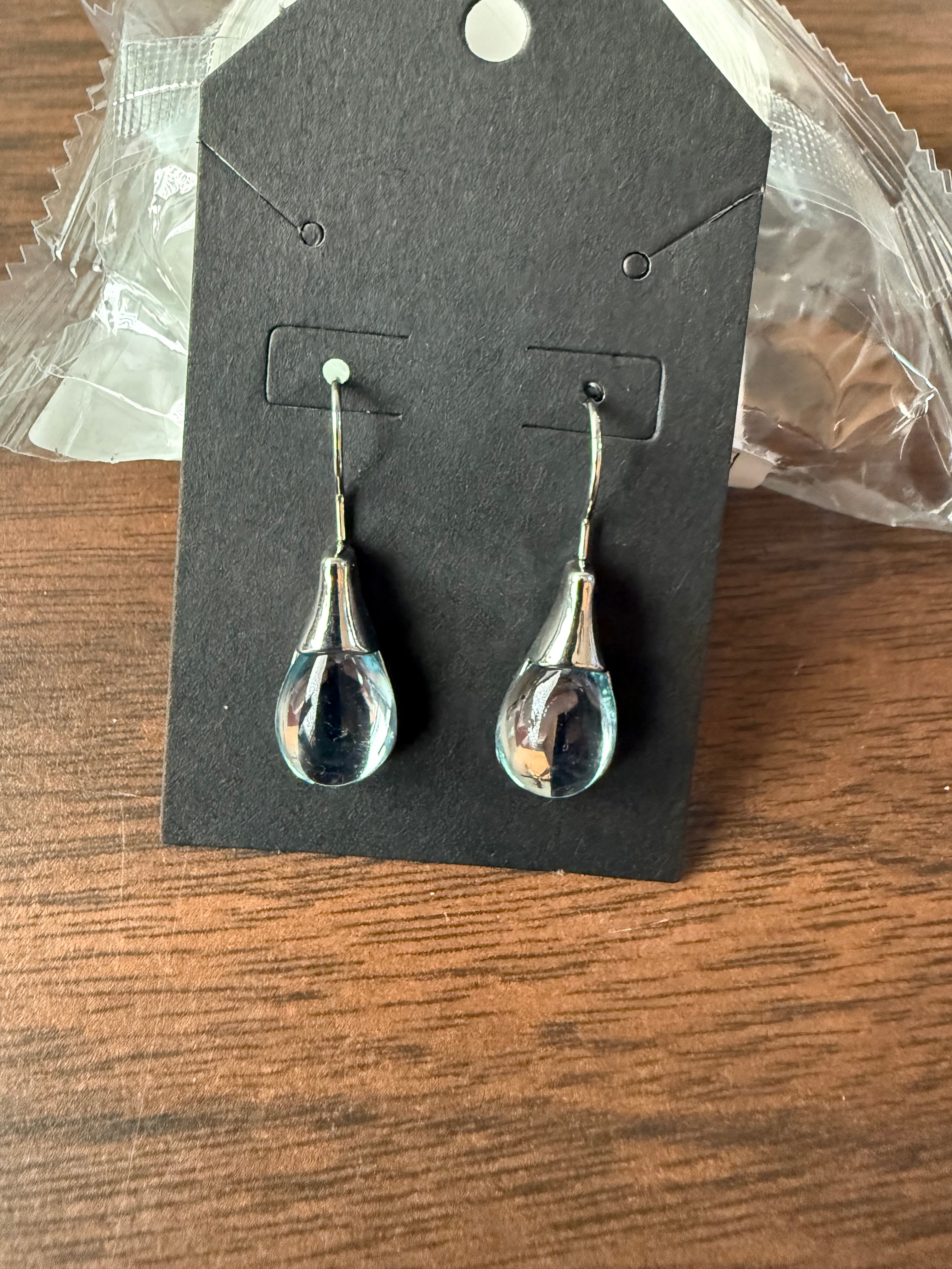 Trendy Sterling Silver Hypoallergenic Crystal Dangle Drop Earrings