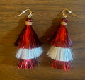 Red and White Tinsel Earrings